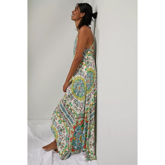 Anthropologie Ella Halter Maxi Dress Tunic Sleeveless Handkerchief Hem XS Small - Picture 2 of 9